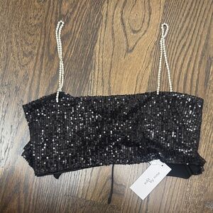 Edikted Sparkling Black Sequin Crop Top